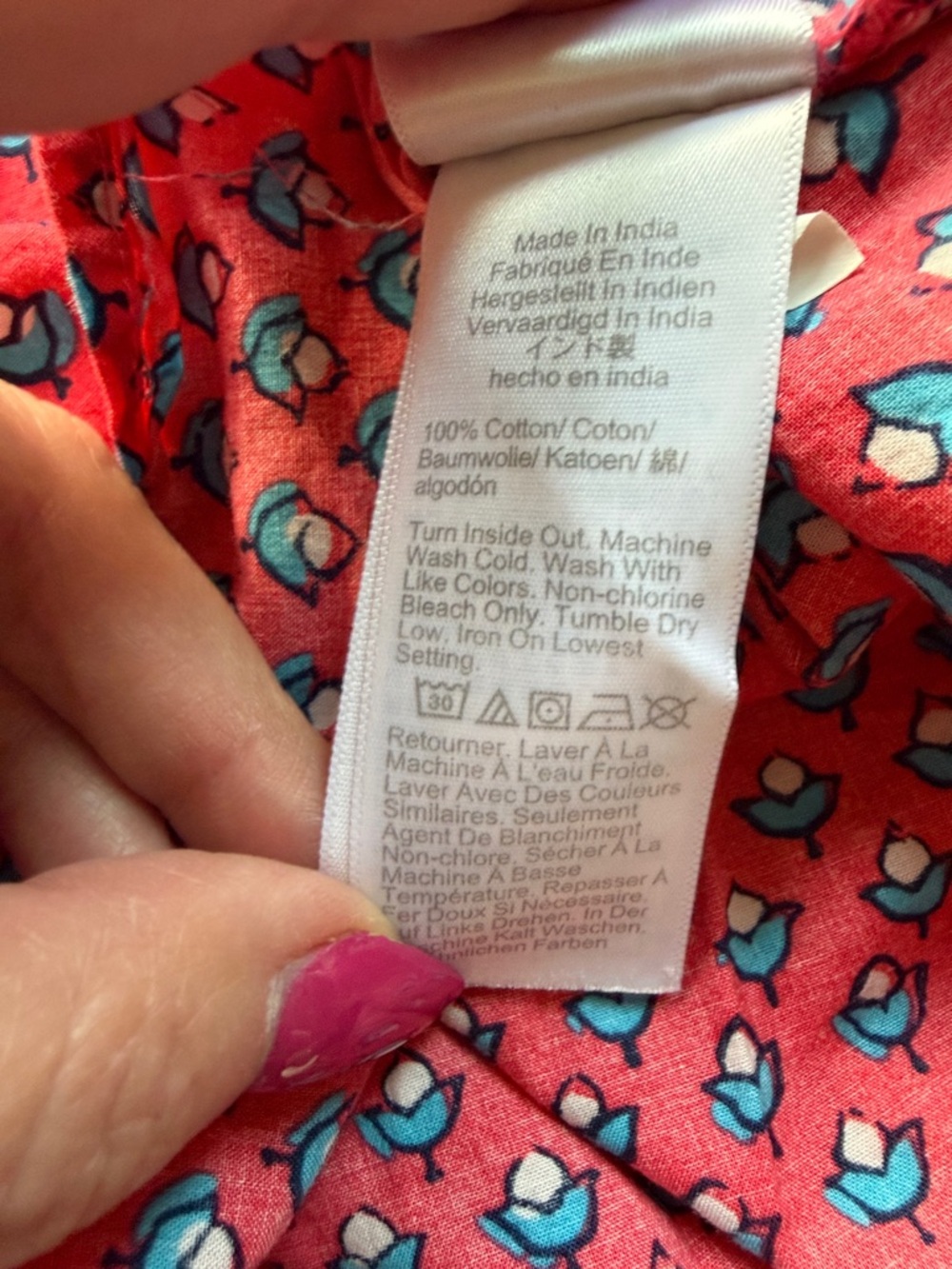J. Crew Red Printed Peasant Blouse with Blue Tassels - Picture 4 of 4